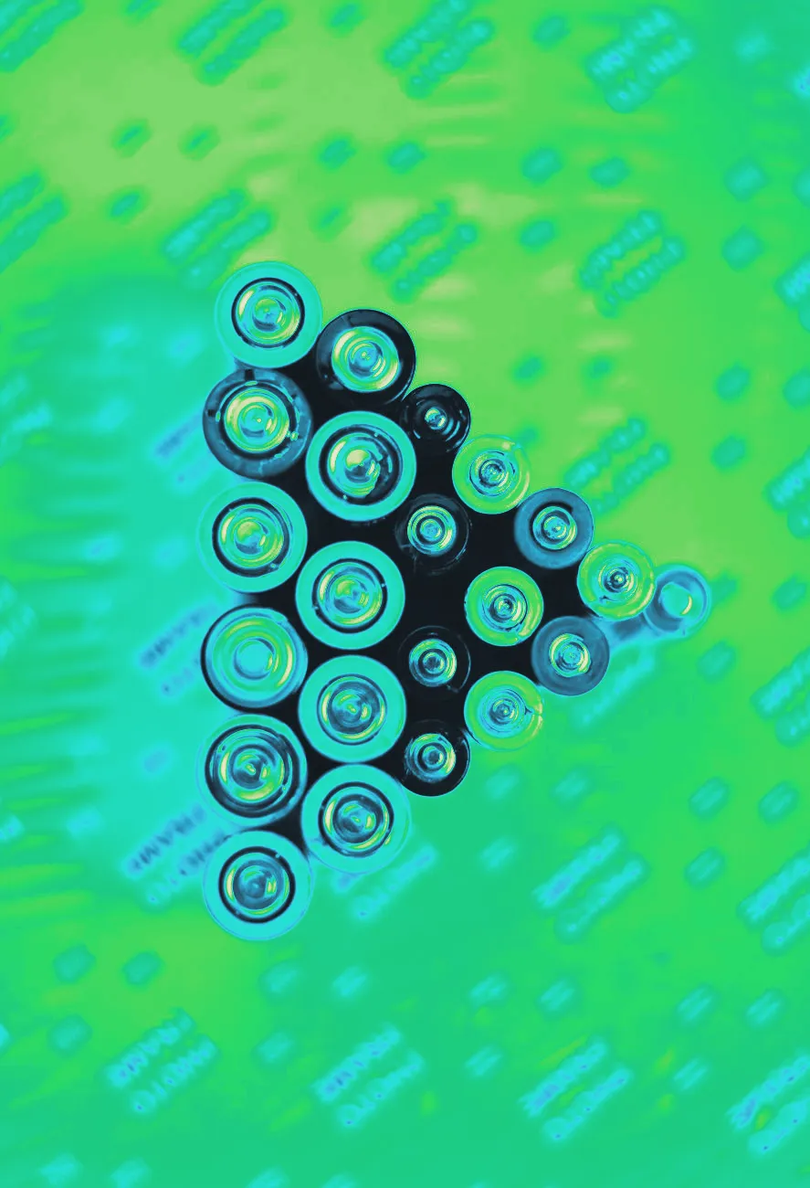 A row of batteries shown close up in texture
